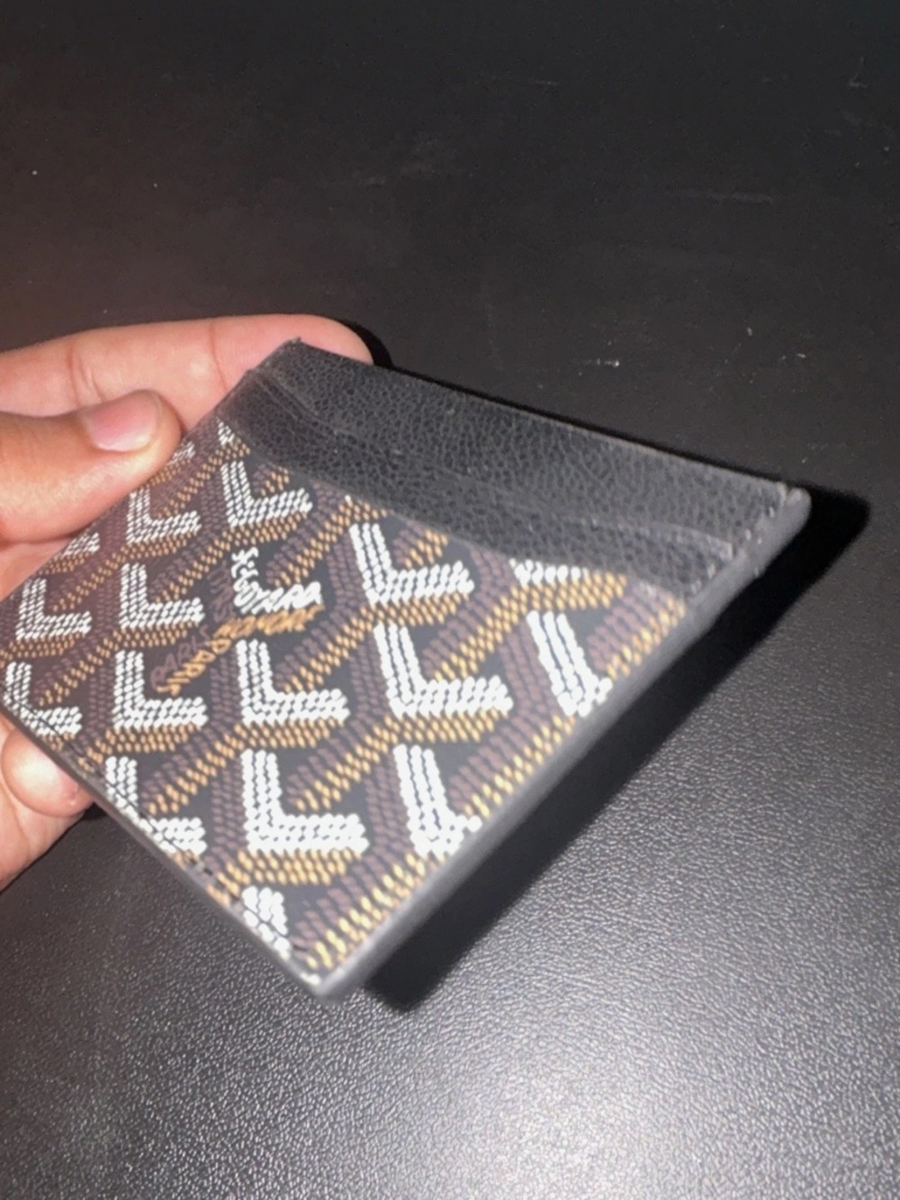 Goyard Black & Brown Signature Leather Card Holder